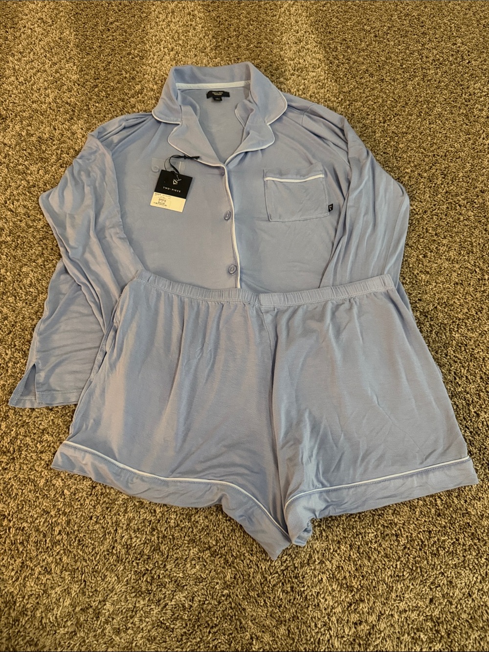 Simply Vera Vera Wang Light Blue Button-Front Pajama Top & Shorts Set